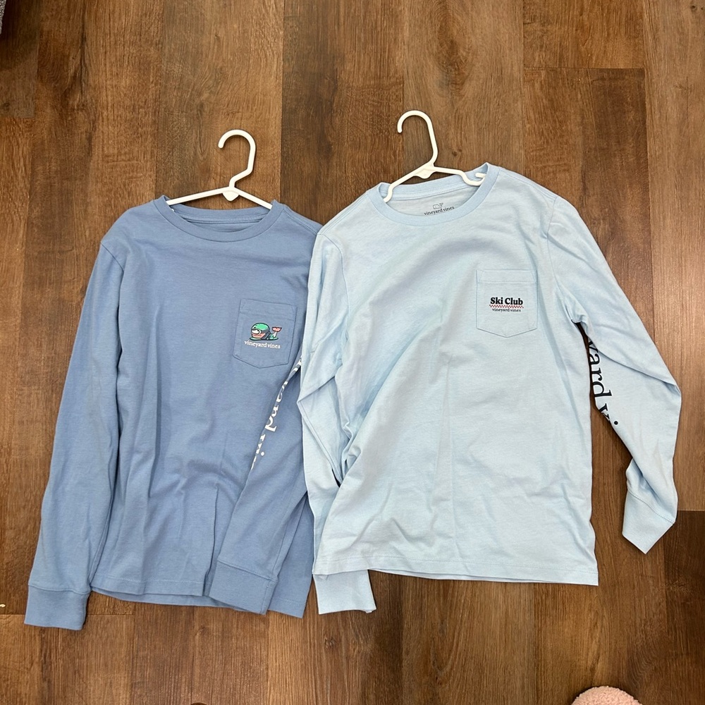 Vineyard Vines Kids Light Blue Ski Club Long Sleeve Tees - Picture 2 of 3